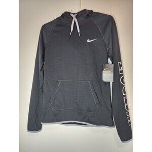 Nike Dri-FIT Women’s Black Long Sleeve Hoodie XS White Logo 904284-066
